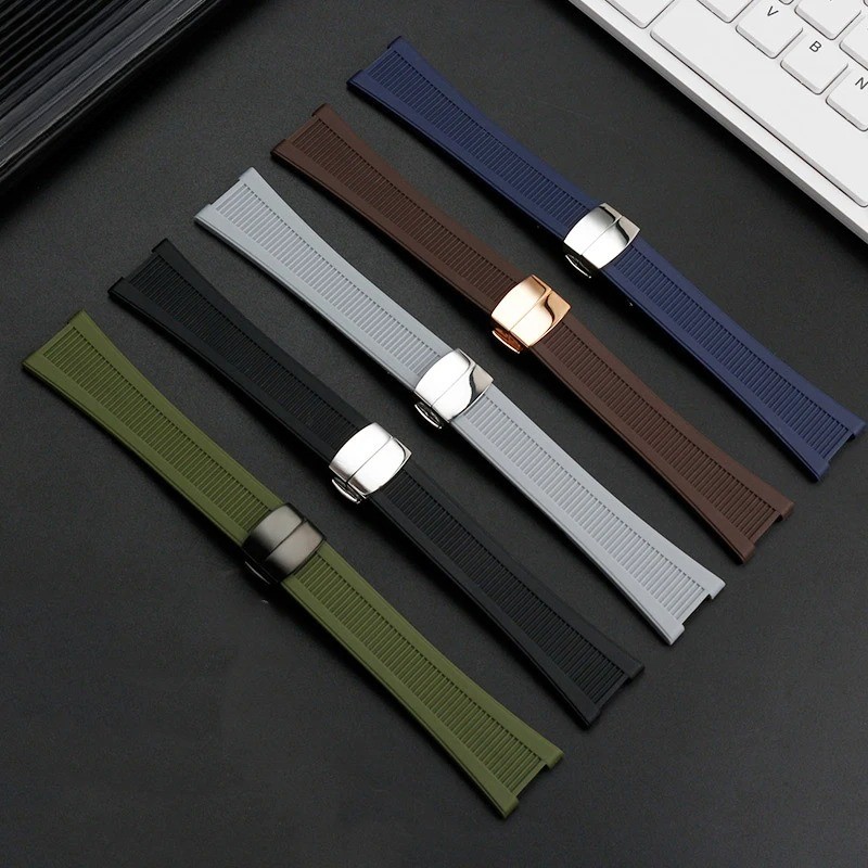 25*13mm Soft Silicone Strap for Patek Philippe Nautilus Black/Brown/Gray/Green