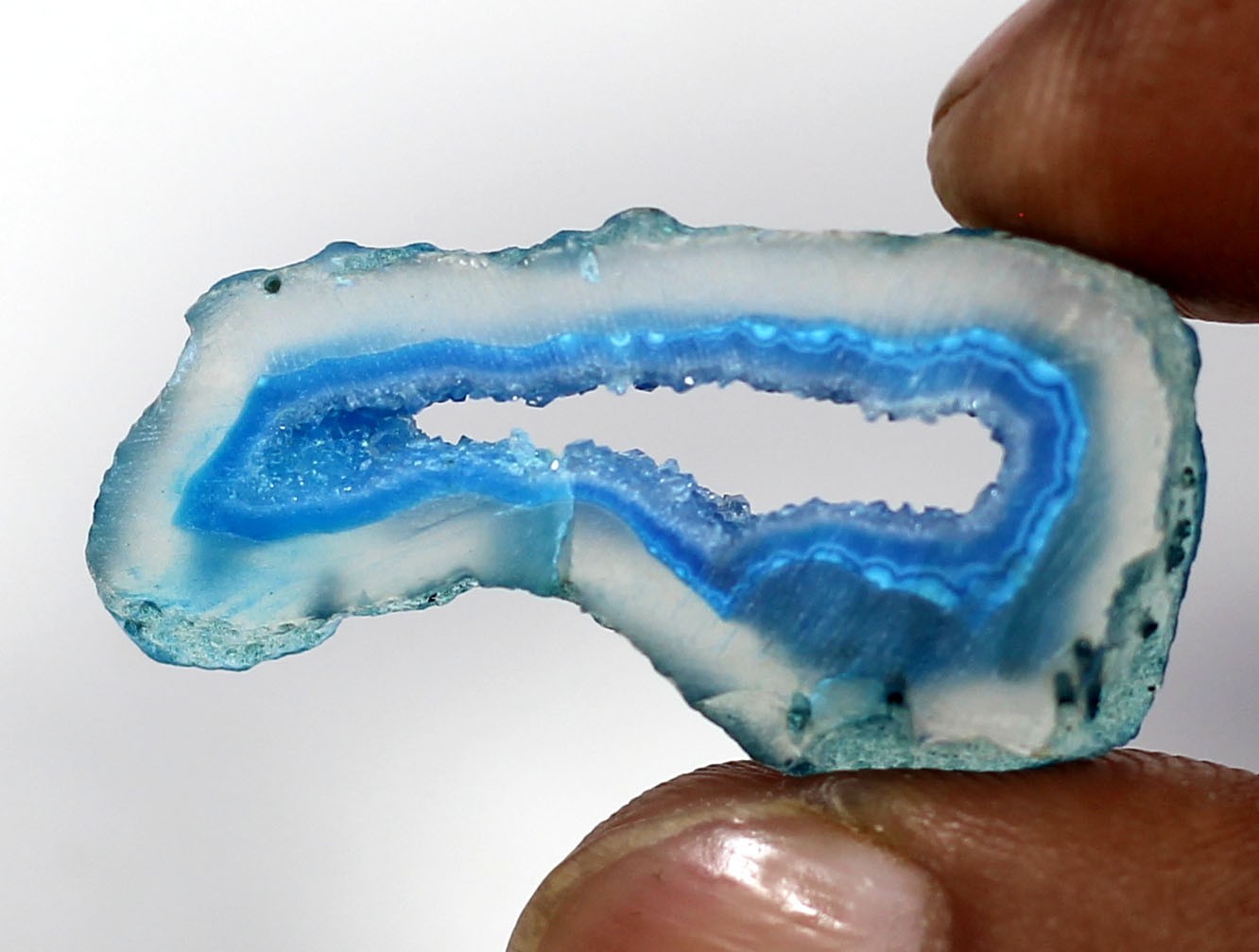 20.85 ct AAA Natural Blue Slice Agate Geode Stalactite Loose Gemstone Stoneartt