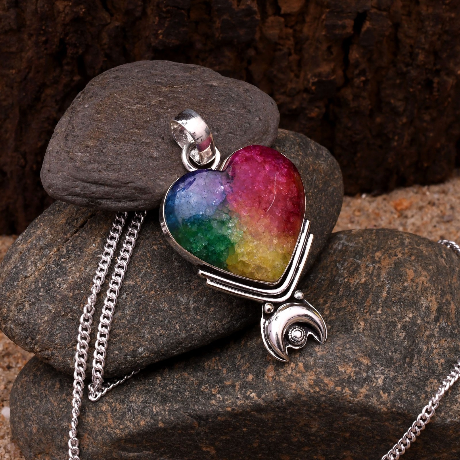 Solar Quartz Gemstone 925 Sterling Silver Handmade Pendant Approx – 1.77″