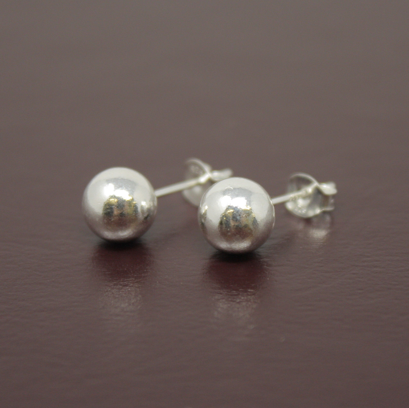 925 Sterling Silver Round Ball Stud Earrings High Polish Butterfly Post Back H8