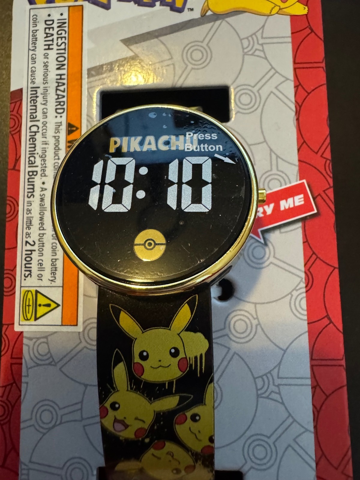 Pokémon Pikachu LED Digital Watch Black Kids Accutime POK4433FB New