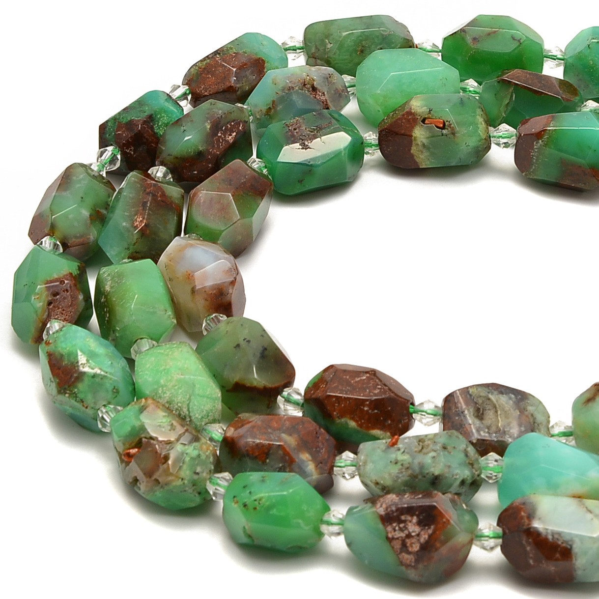 Chrysoprase Faceted Nugget Chunk Beads Approx 15x20mm 15.5″ Strand