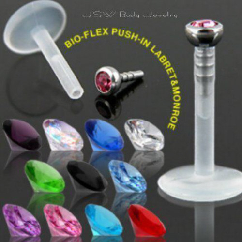 12pcs Flexible PTFE 16g 8mm Labrets Monroes Wholesale Body Jewelry (L15)