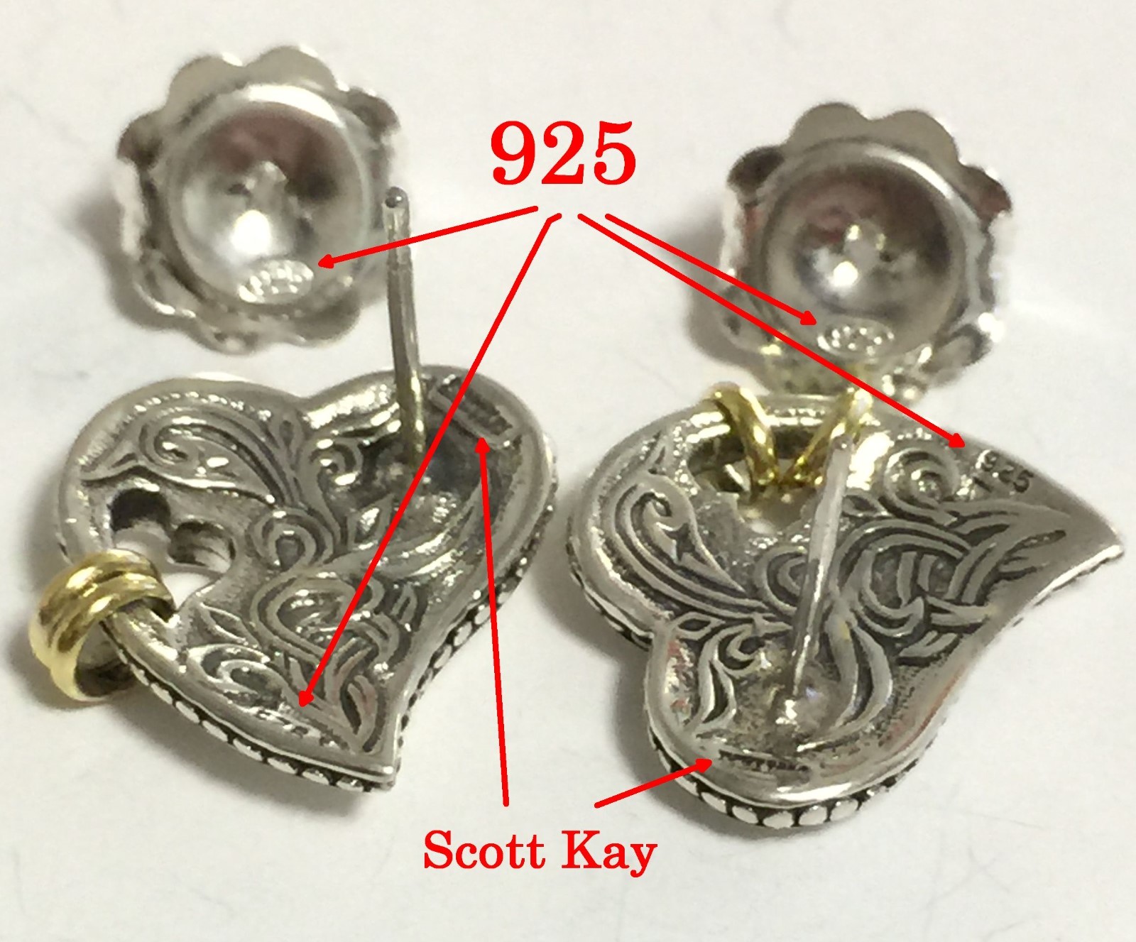 Scott Kay 8g Sterling Silver Hearts 14k Rings Earrings Women Lady Gift NWT SALE!