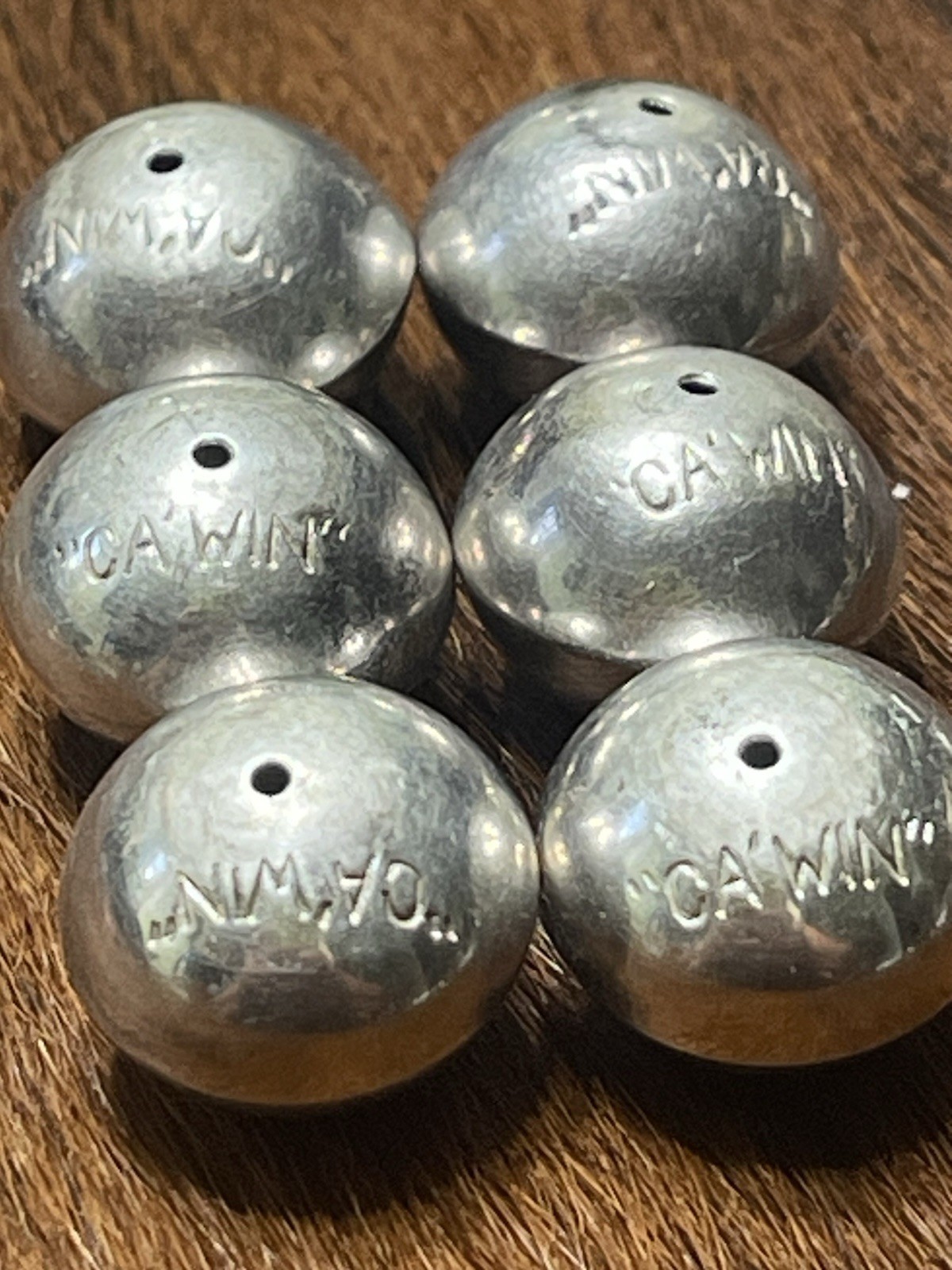 Six Jimmy Calabazas Ca’Win Kewa Pueblo Loose Beads Pearls Signed 925 Silver