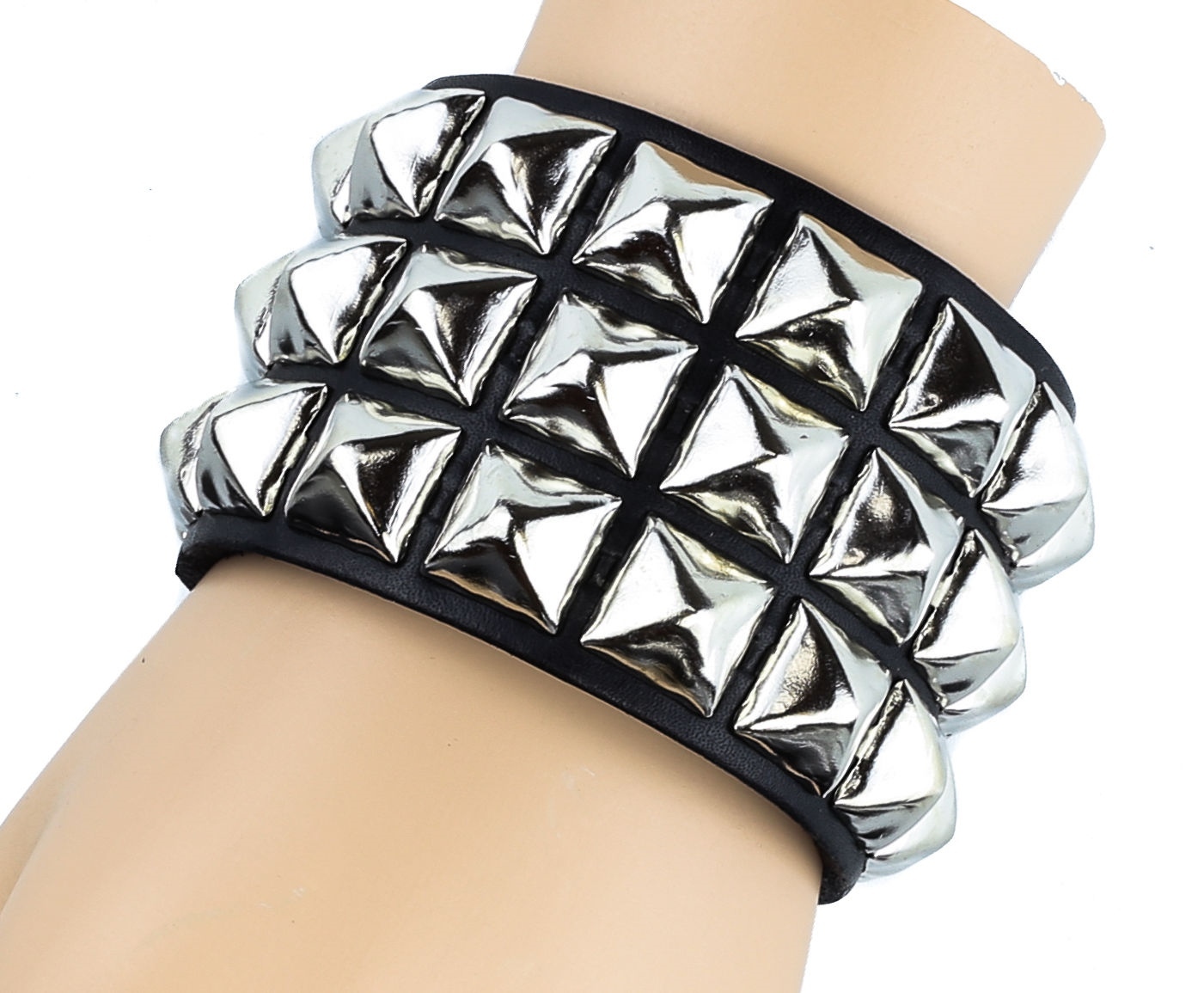 Studded Pyramid Leather Bracelet Punk Gothic Thrash Metal Rockabilly