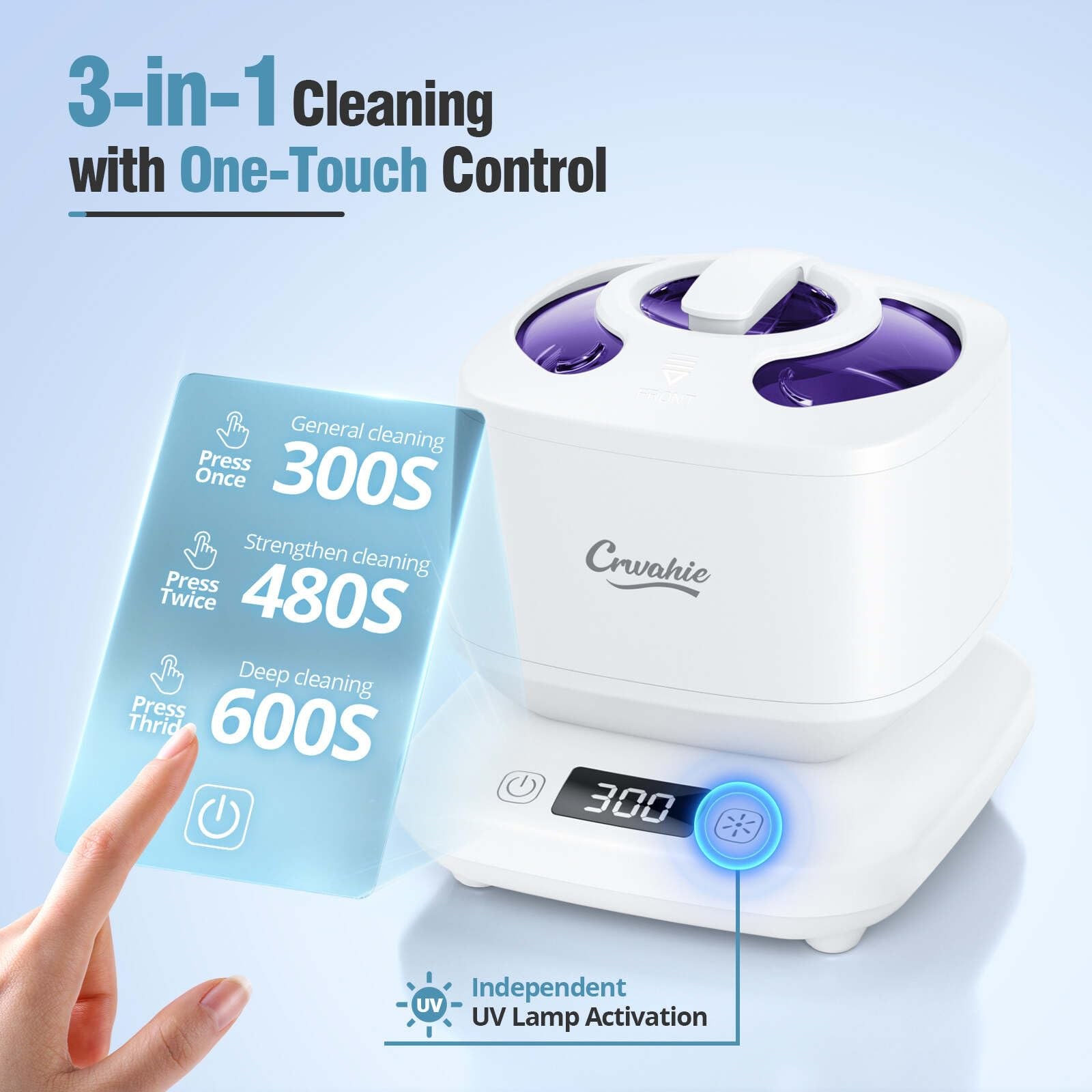 Ultrasonic Retainer Cleaner, Detachable 45kHz Retainer Cleaner Machine 3 Mode…
