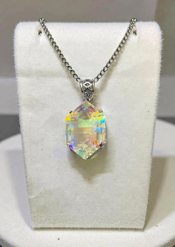 110 Ct GIE Natural Bi-Color Mystic Fancy Cut 925 Solid Silver Pendant Gemstone