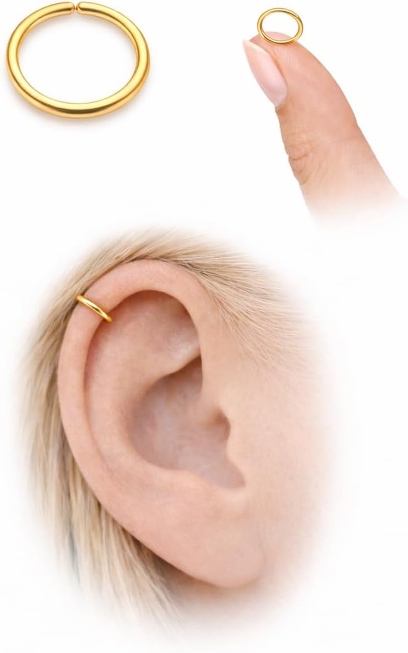 Gold Cartilage Earring – 18 Gauge Gold Helix Hoop – 14K Gold Filled Helix Earrin