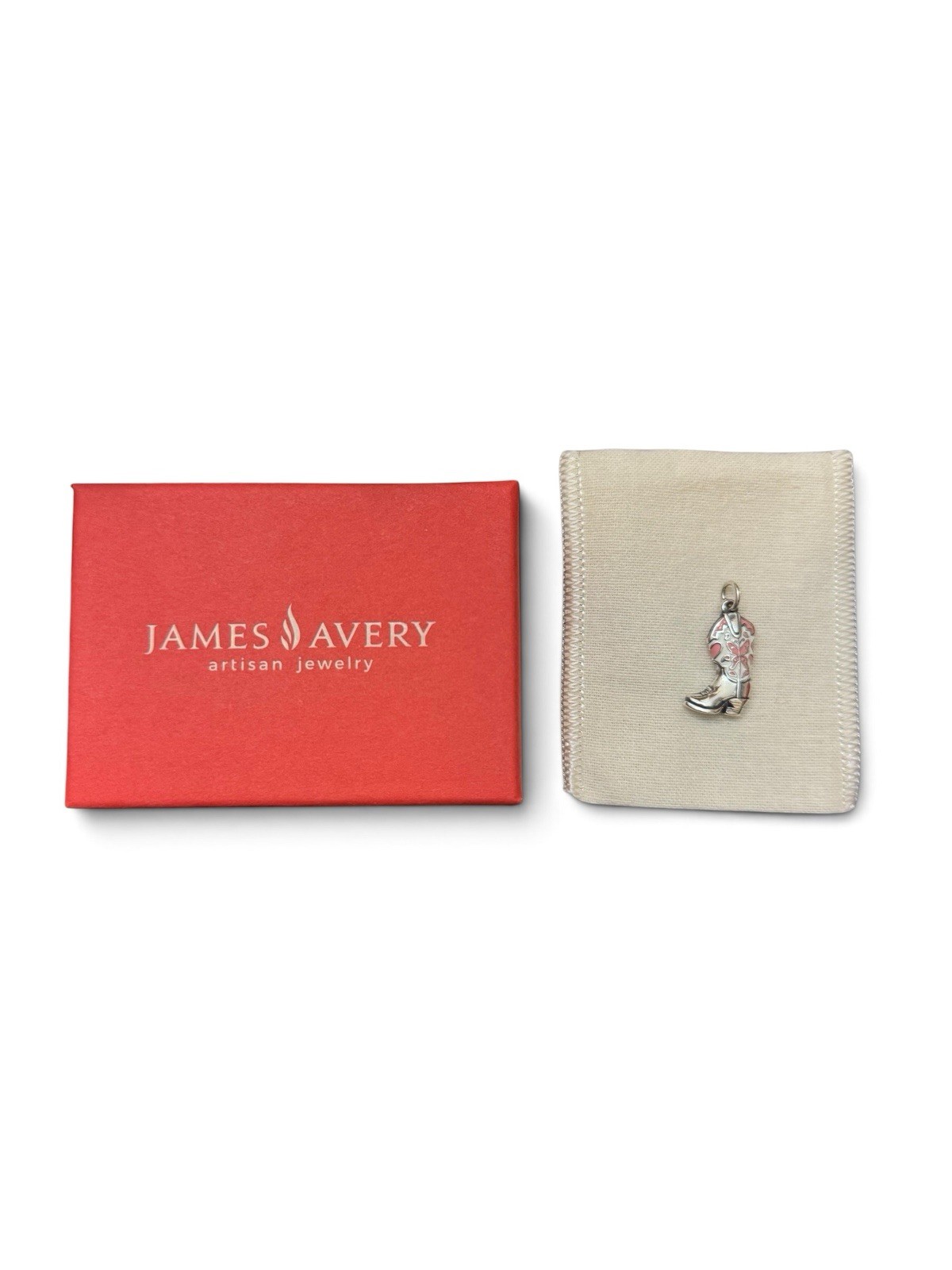 James Avery Limited Edition White Pink Enamel Western Cowgirl Boot Charm NEW