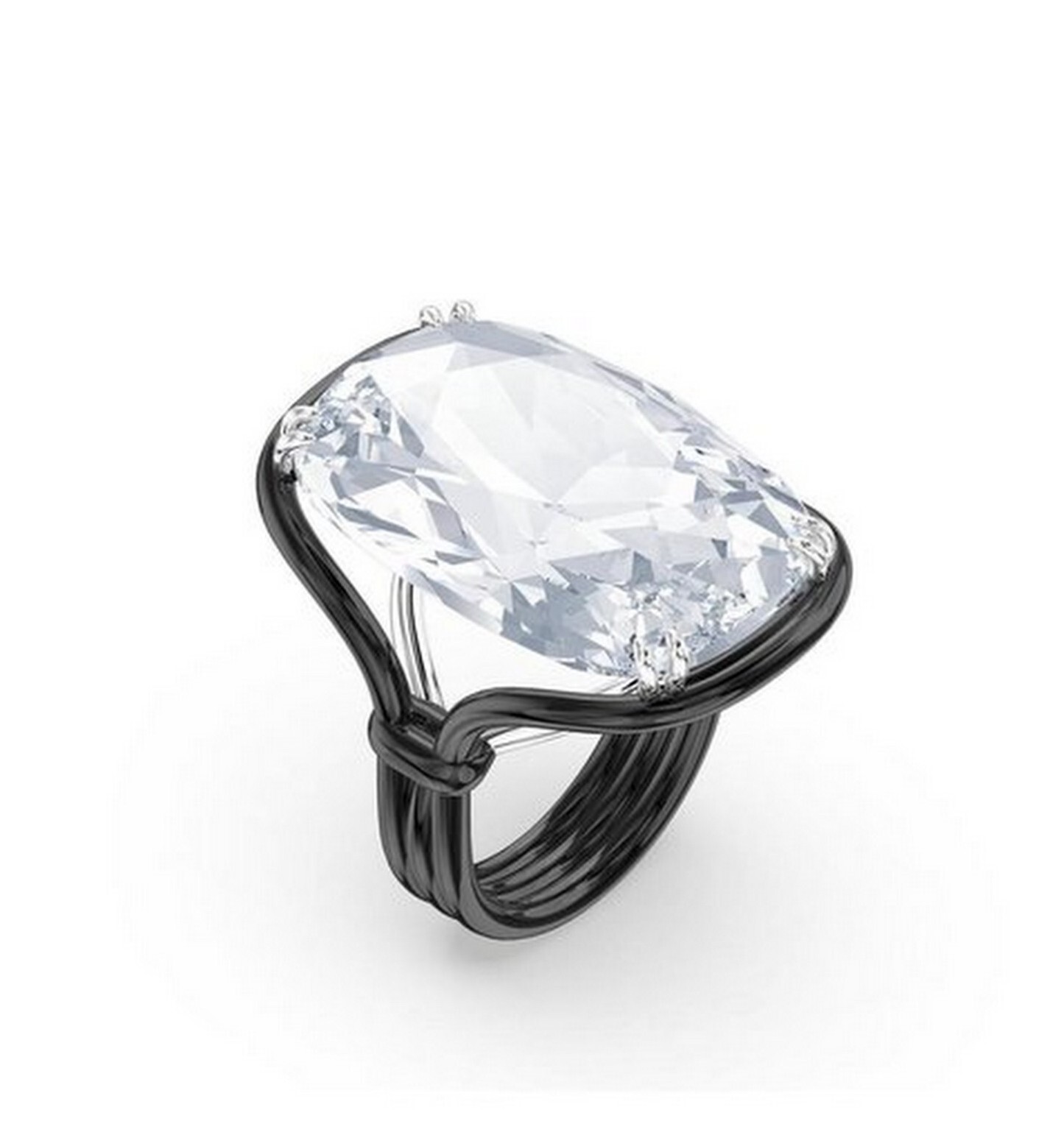 Swarovski $250 Harmonia Oversized Crystal White Mix Metal Cocktail Ring 6.75/55