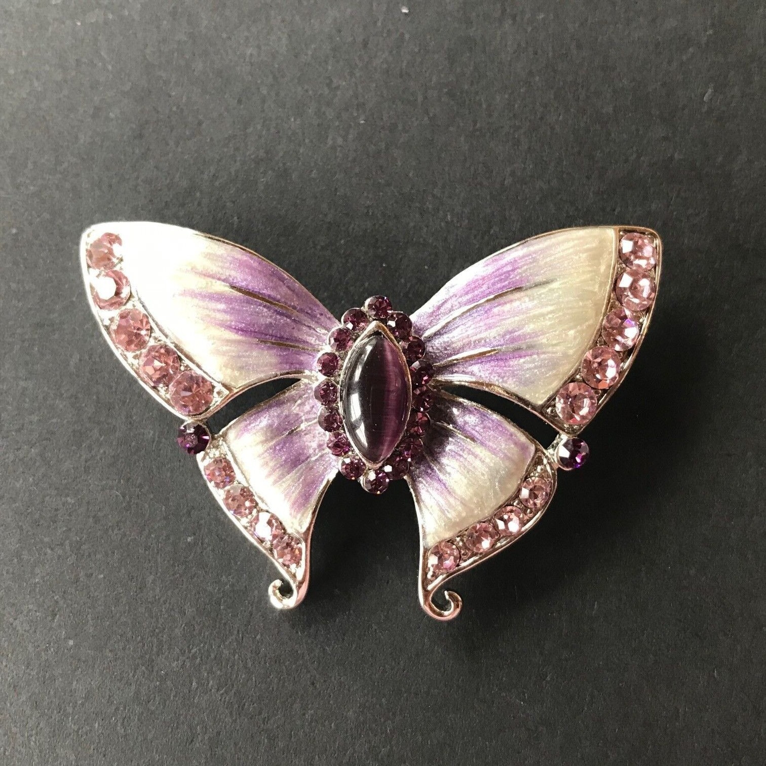 Napier LP signed brooch lot of 3 butterfly enamel pink purple ivory gold silver