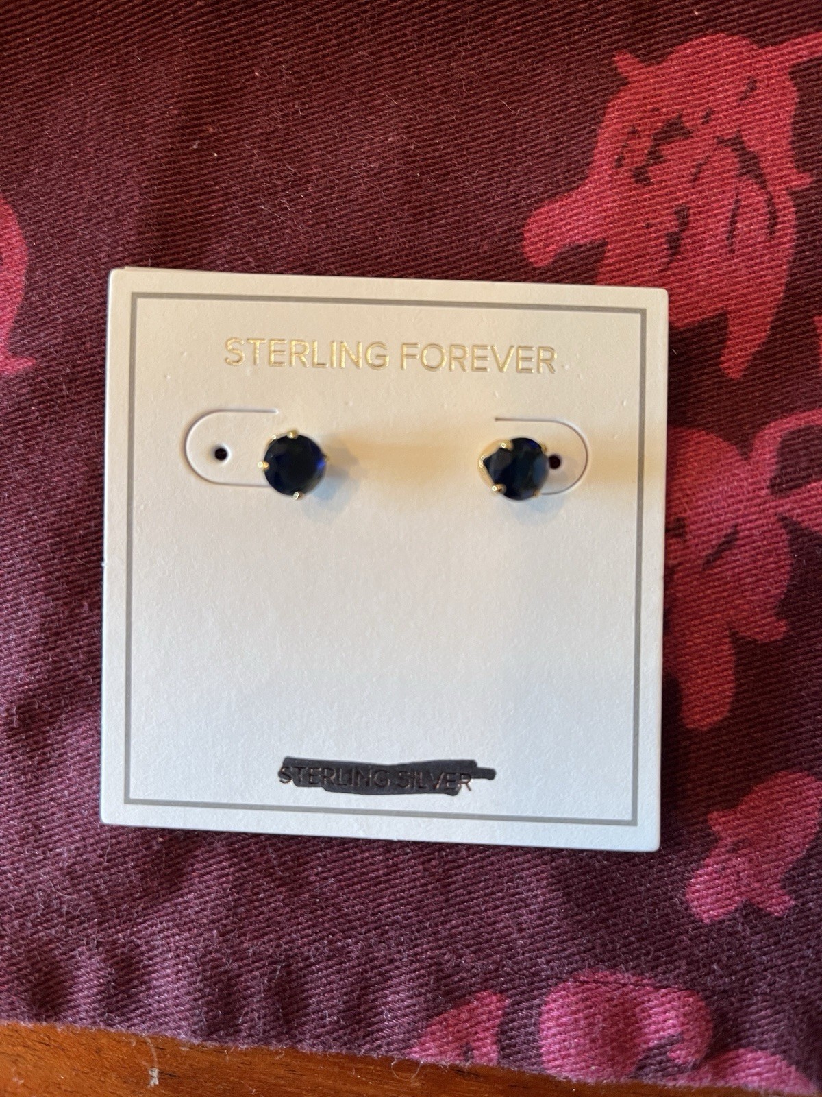 New Sterling Forever gold tone metal blue stud gems lead and nickel free
