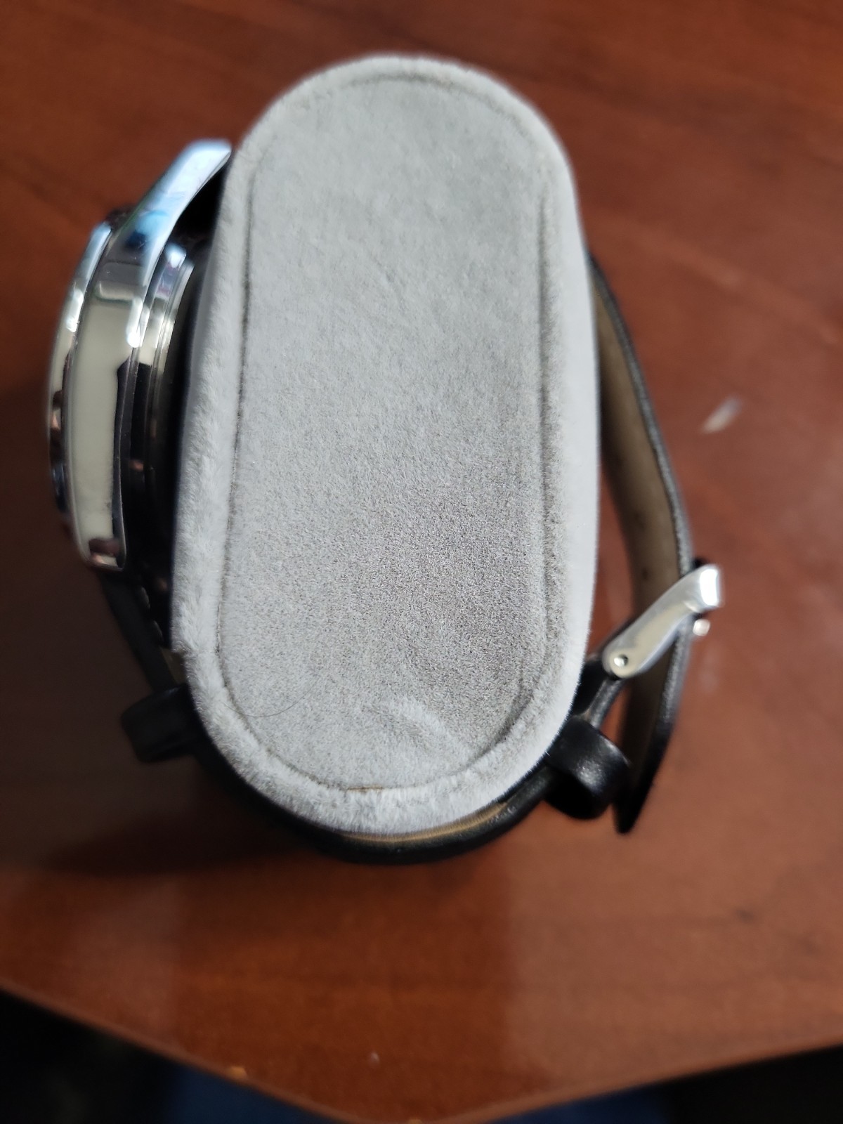 PX Perforated Leather Watch Black Strap White Face