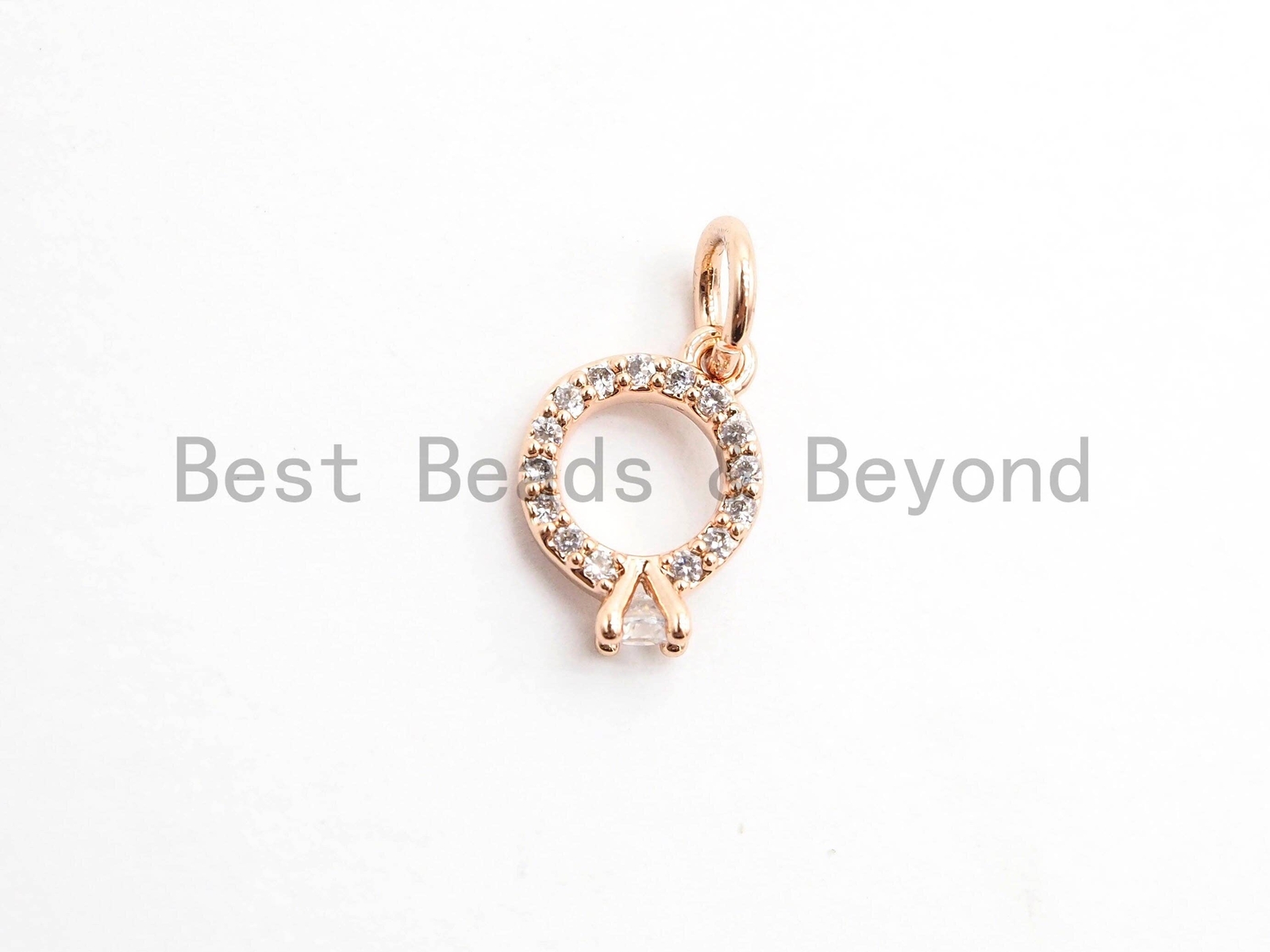 2pcs CZ Micro Pave Diamond Ring Pendant/Charm,Cubic Zirconia Paved Charm,