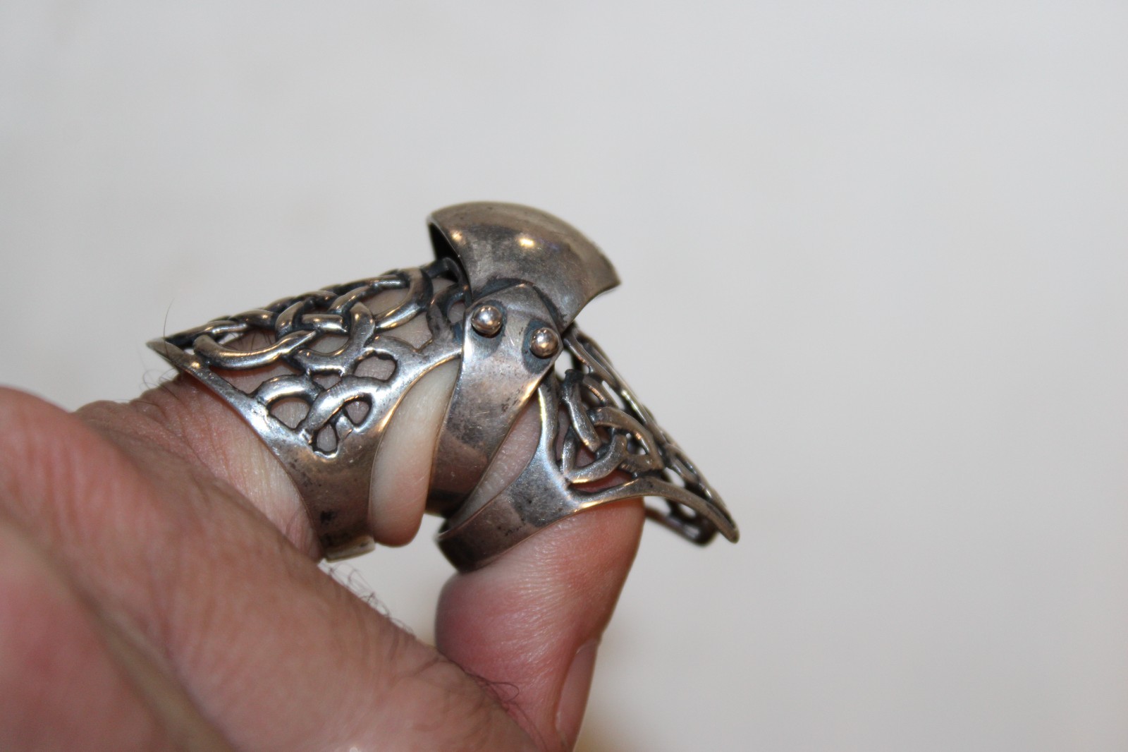 Vintage Full Finger Armor Joint Knuckle Men Women 925 Sterling Silver Ring