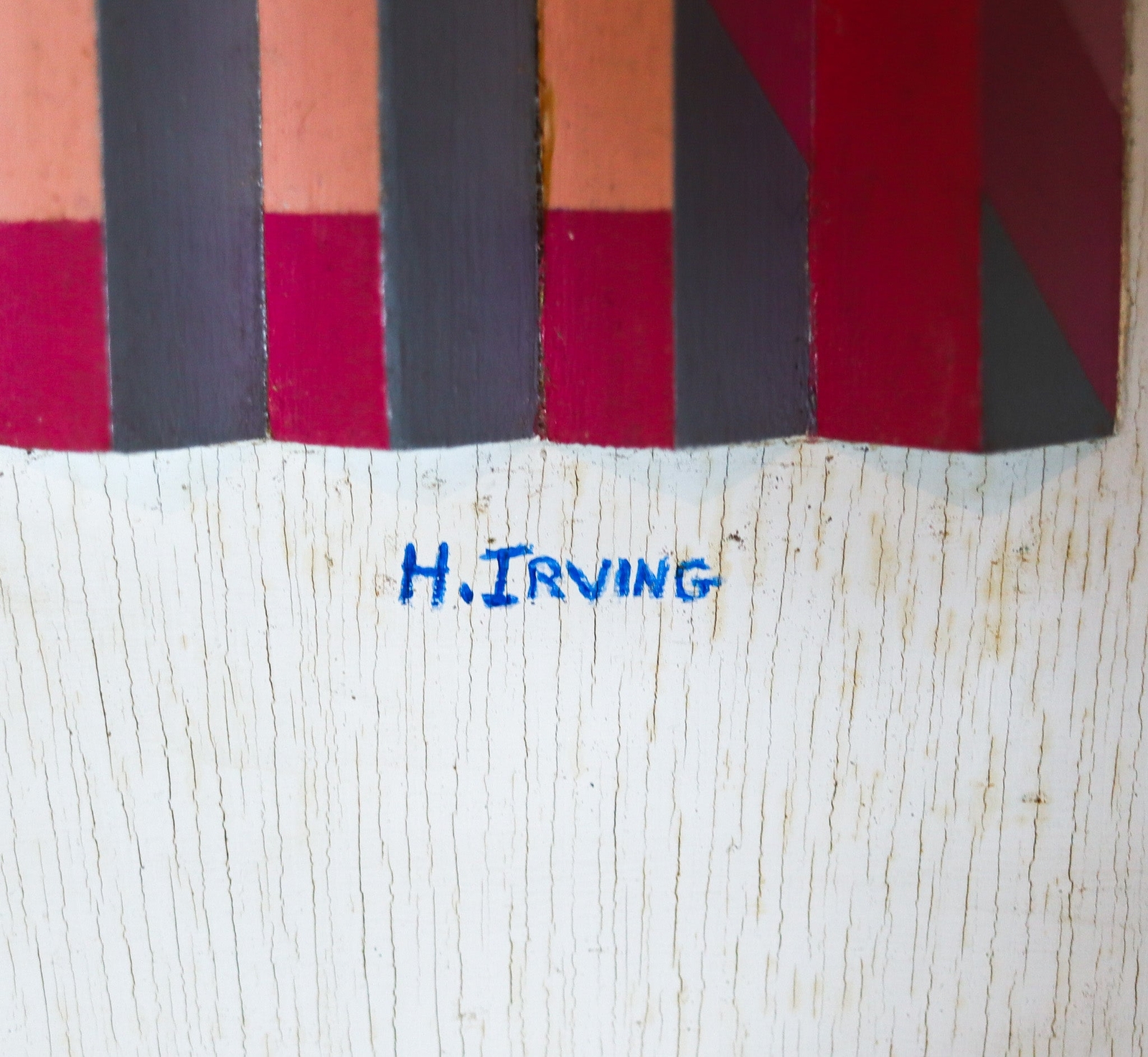 OP-ART 1970 Henry Irving Three Dimensional Art Piece In Painted Wood