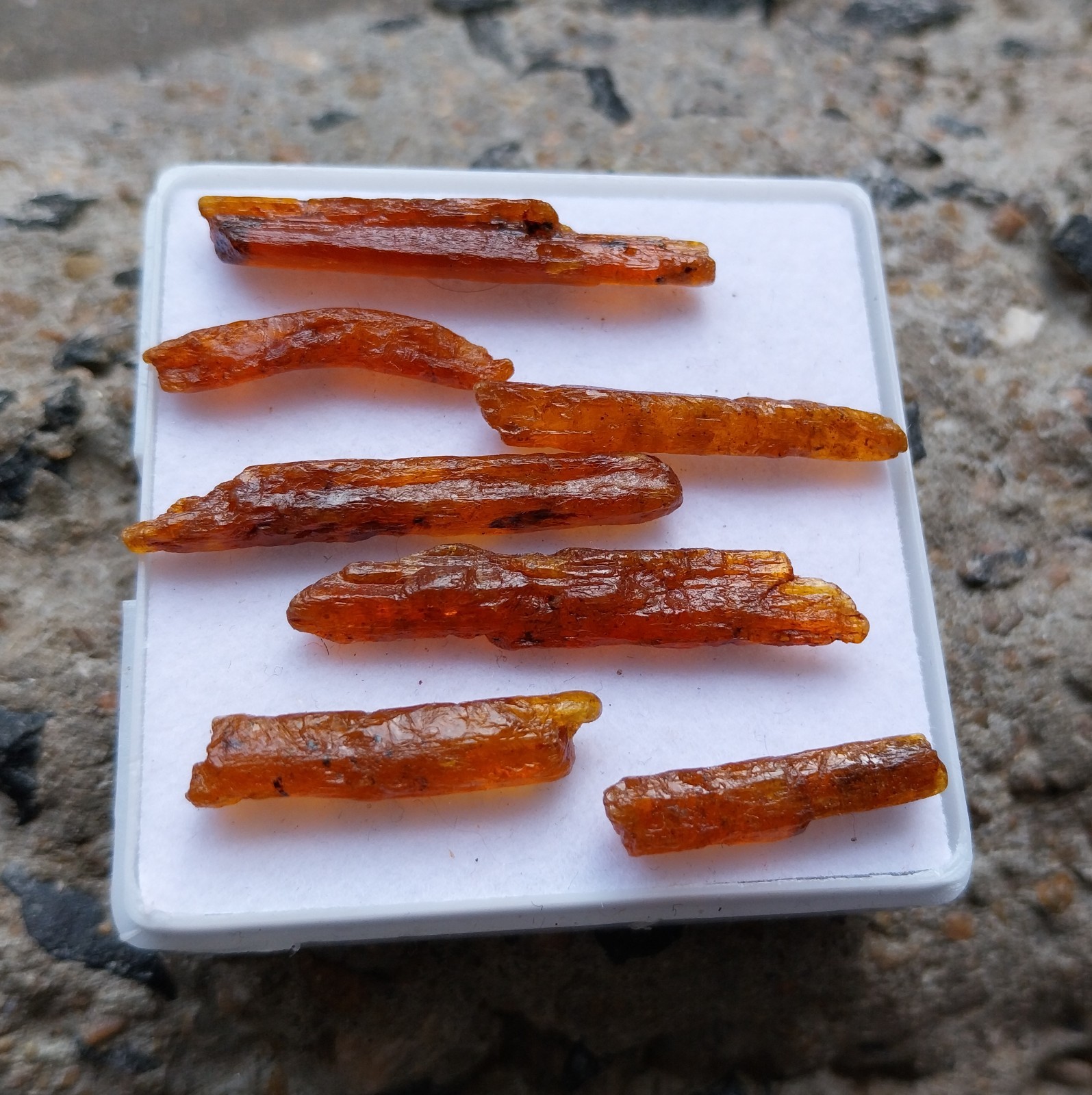 31 Carat 17 to 35 MM Natural Orange Kyanite Crystal Raw Rough Pencil 9 Piece Lot