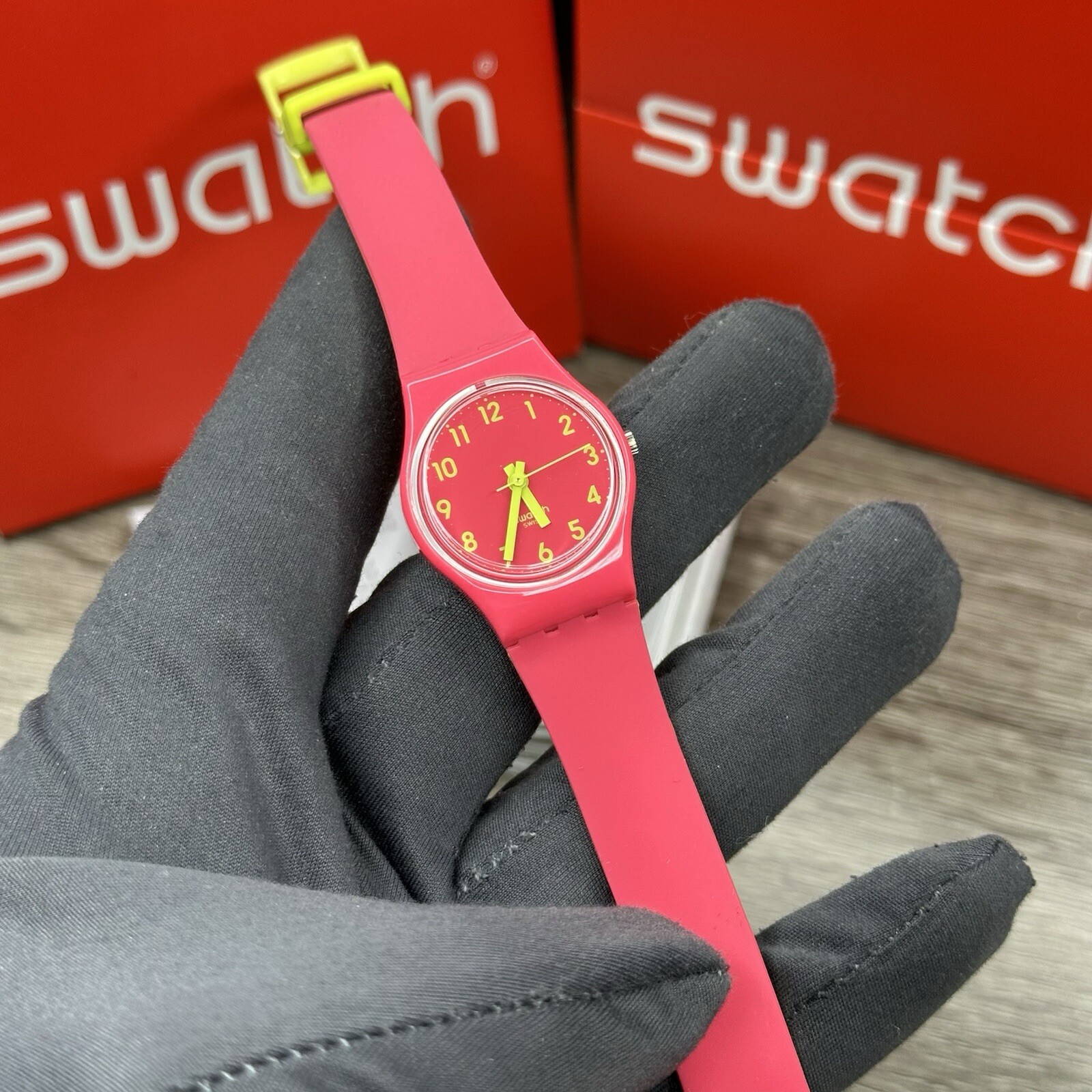 NEW✅ LIMITED✅ Swatch BIKO ROSE Pink Silicone Wrap Around Ladies Watch LP131