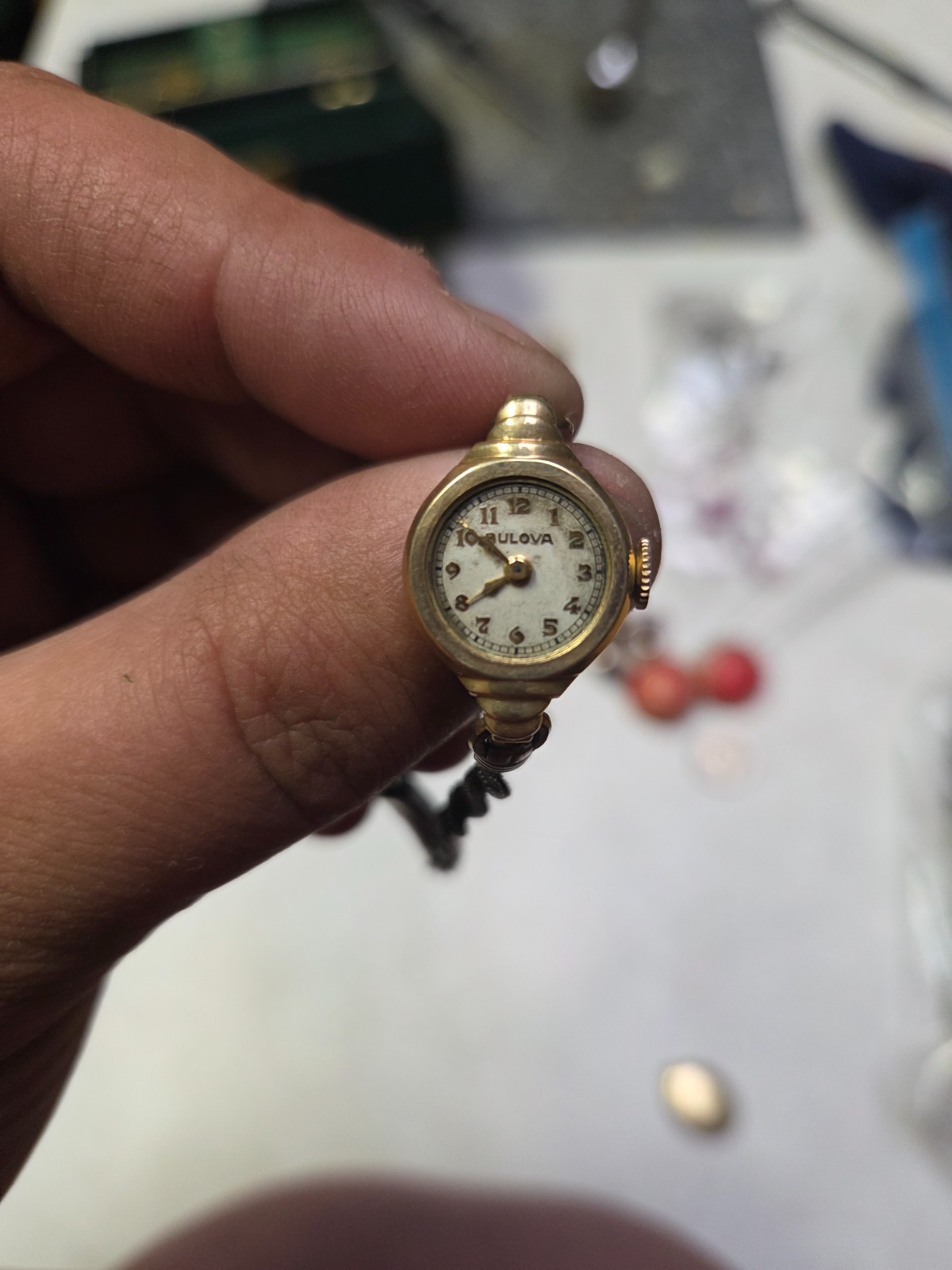 10K GOLD FILLED BULOVA LADIES WIND ANTIQUE WOMANS WATCH WORKING KEEPS TIME