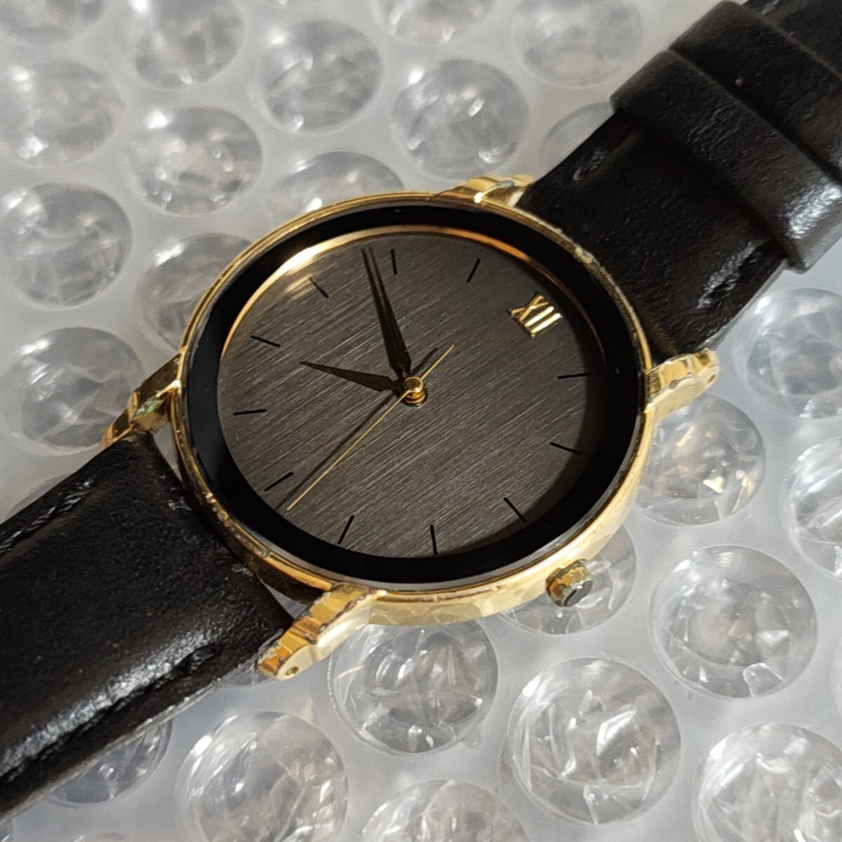 Working SEIKO Seiko Dolce Dolce 5E31-6C10 Case Gold Men Women Black Dial Watch
