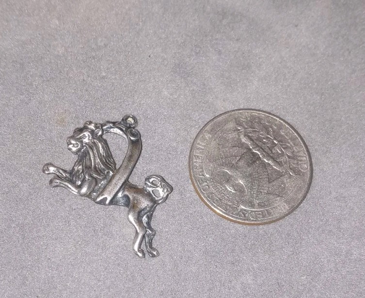 Vintage Sterling Silver Lion Leo Charm 5.2g