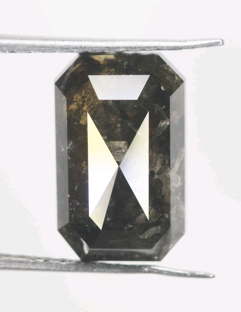 5.59 Ct Natural Loose Emerald Diamond Grey Color Emerald Shape Rustic Diamond