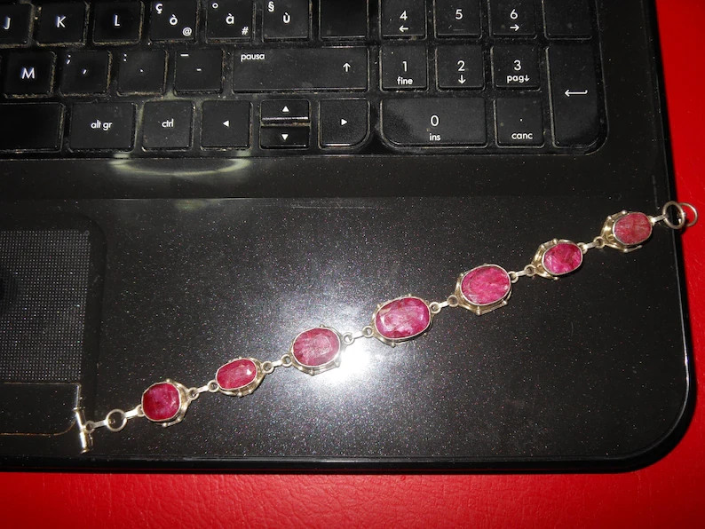 Vintage 925 Sterling Silver Ruby Bracelet