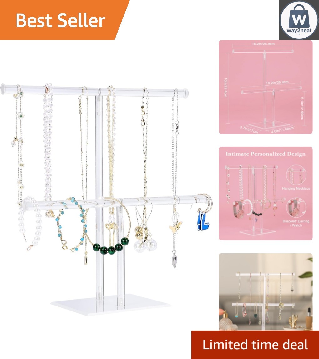 Clear Acrylic 2-Tier Jewelry Organizer – Modern Necklace and Bracelet Display