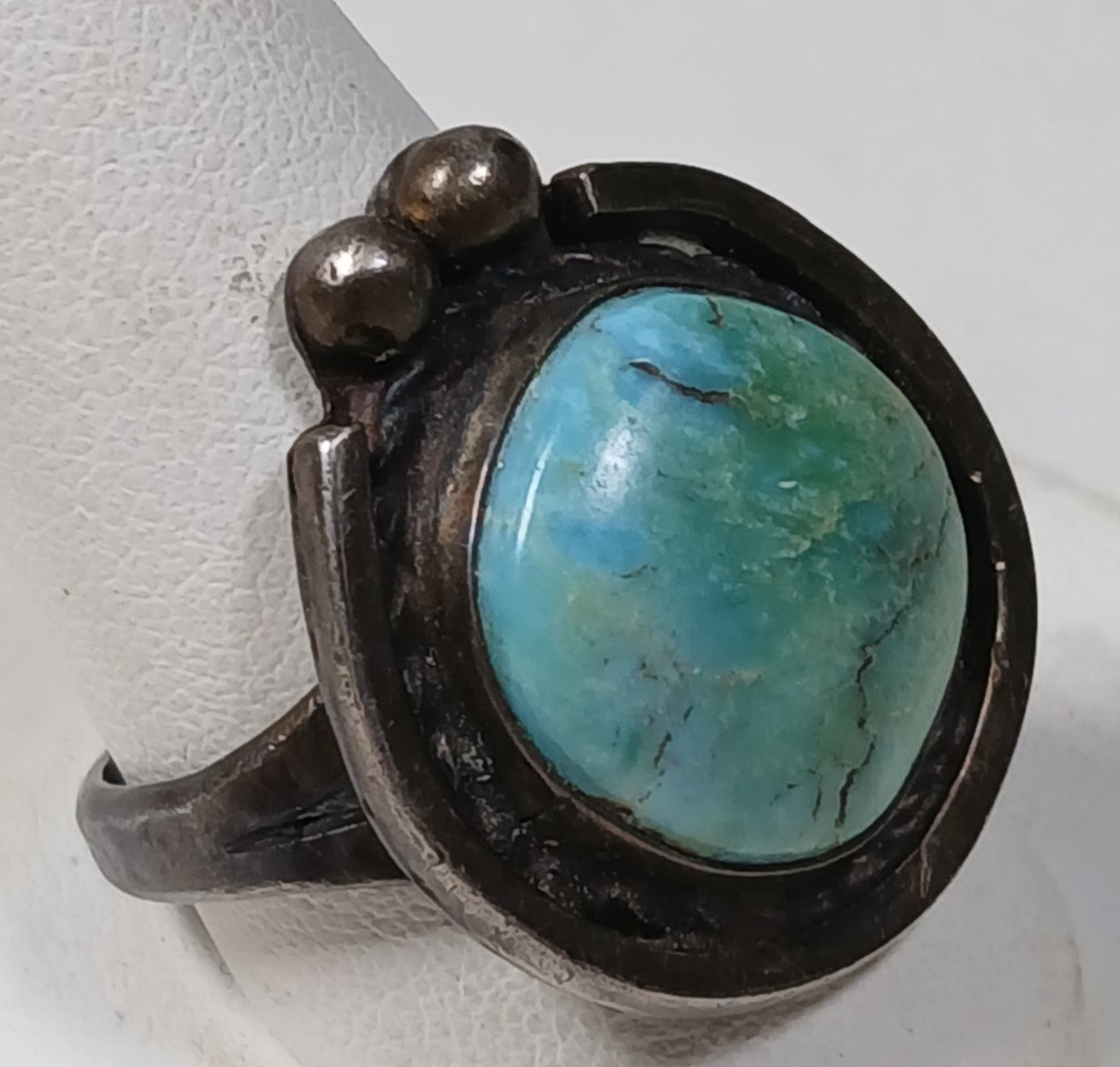 Native American S. Silver Turquoise Ring Vintage Jewelry 9 Grams Size 11.75