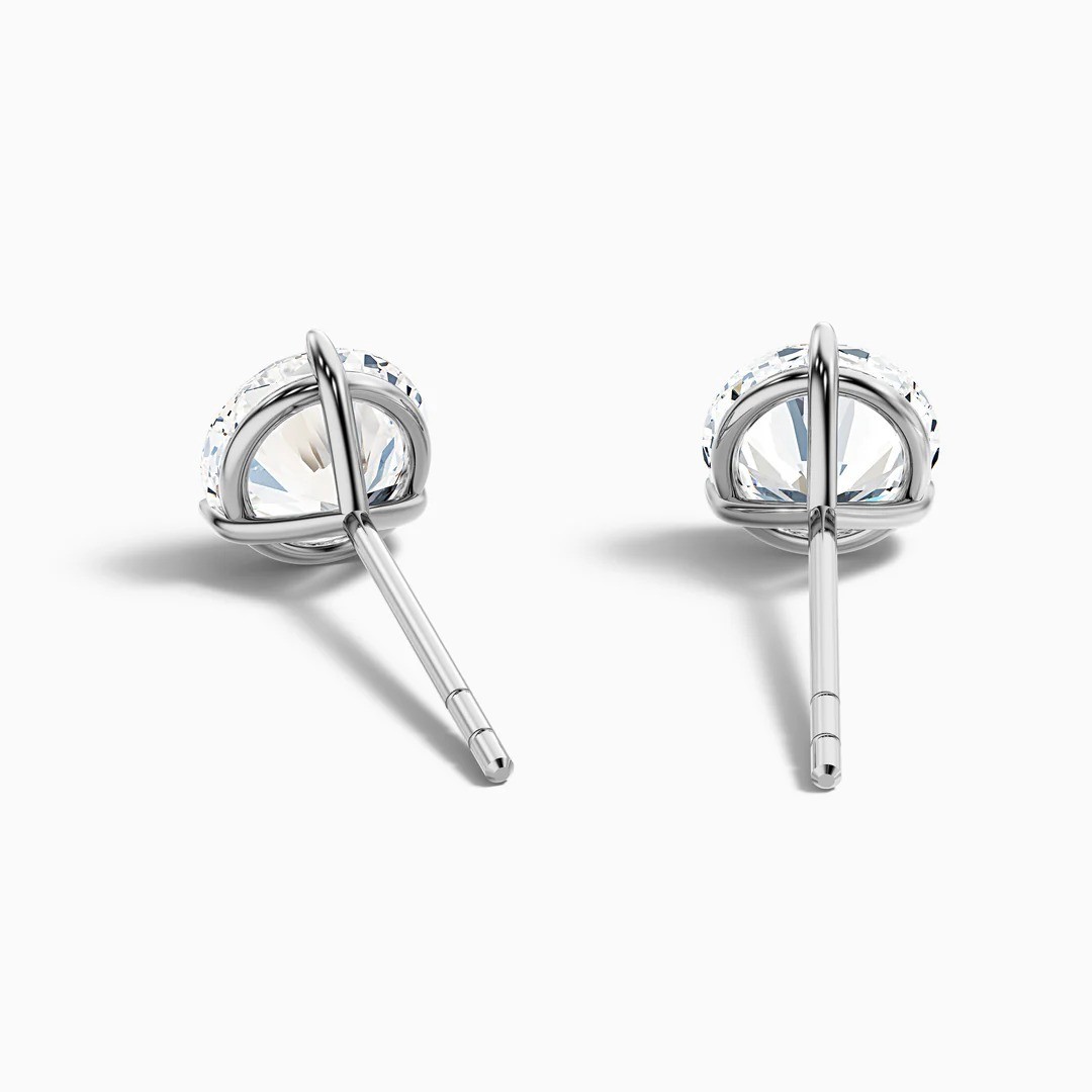 2 Ct Round Cut Lab Grown Diamond Solitaire Stud Earrings 14k White Gold