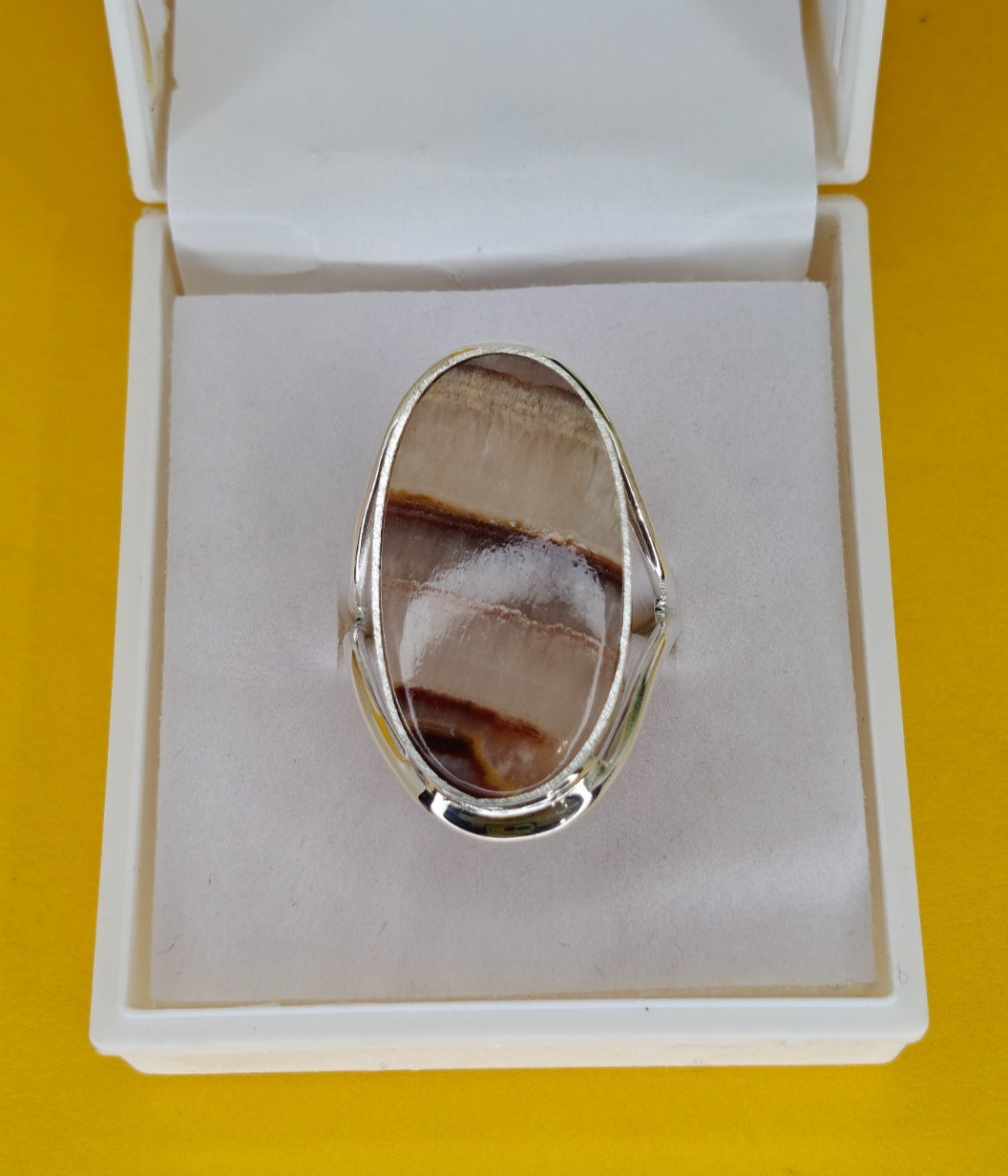 Handmade Botswana Agate/Sulemani Hakik 925 Sterling Silver Ring Boho Statement