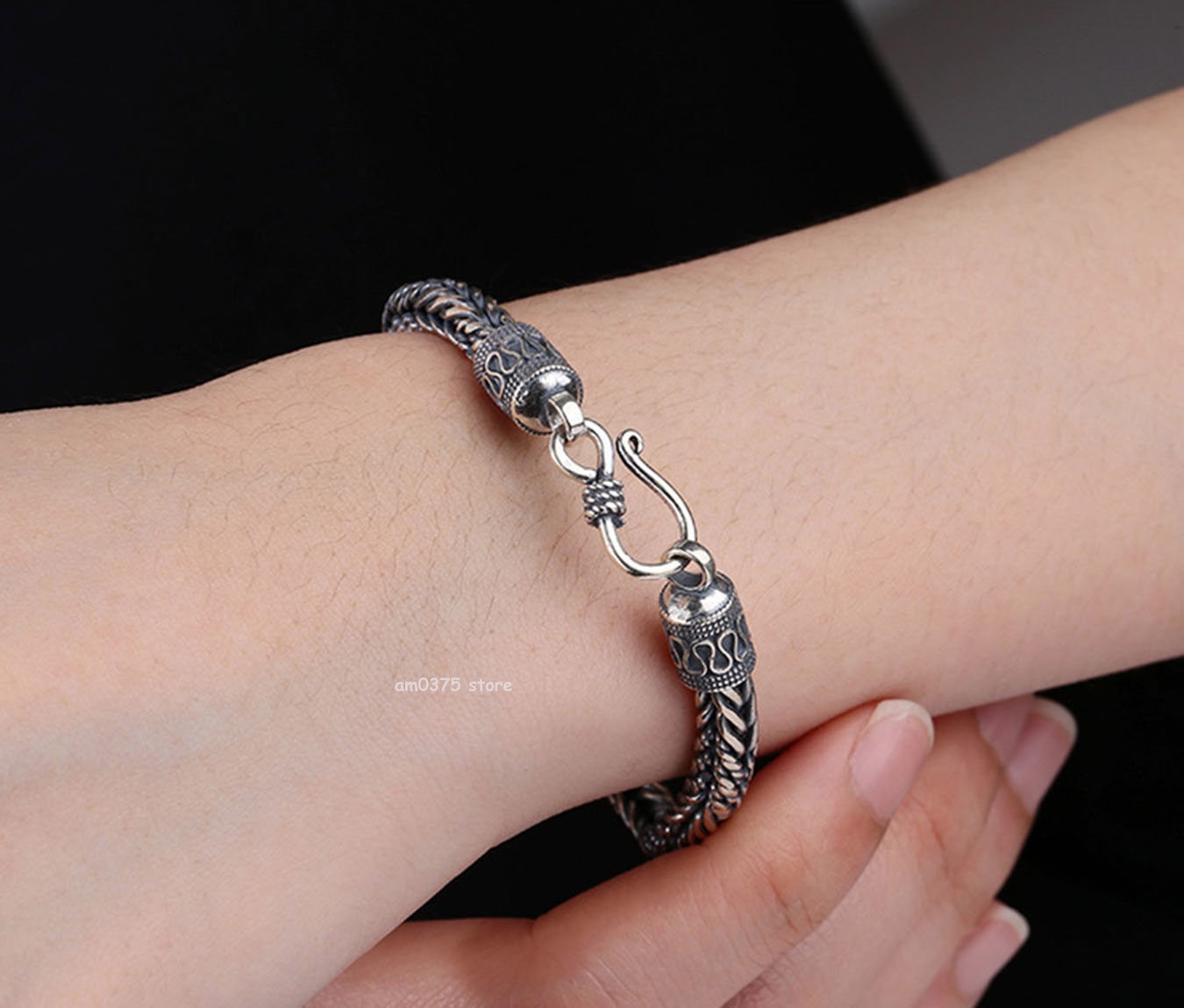 Real S925 Sterling Silver Women Man’s 5mm Weave Twist Rope Wheat Link Bracelet
