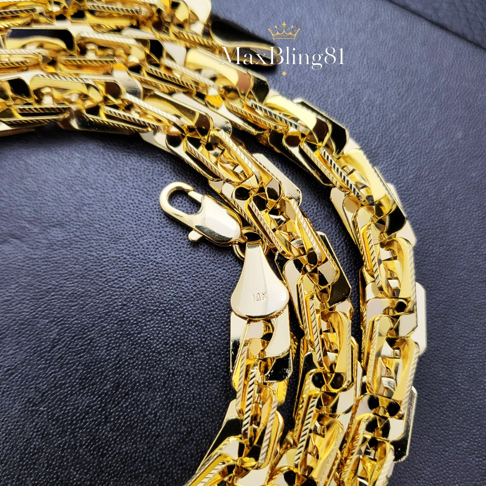 High-End Brass 14K Stamped 8mm 9″ 24″ 30″ Thick Square Rope Chain Bling Necklace