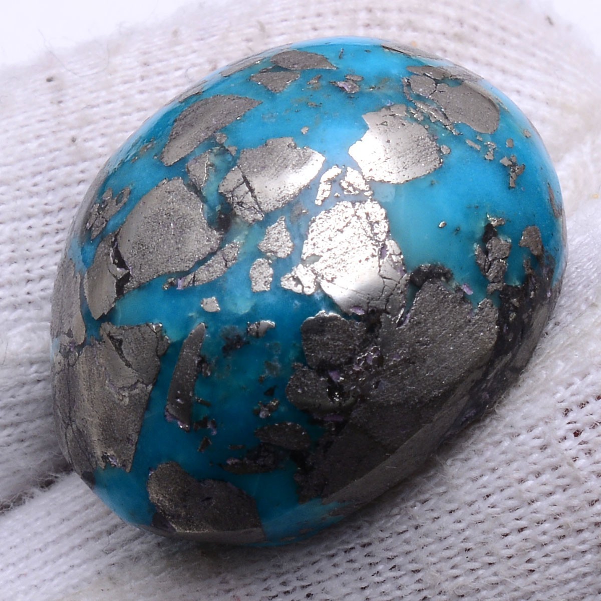 Blue Gold Magic~ 79.00 Cts Natural Persian Turquoise Hi-End Cabochon Gemstone