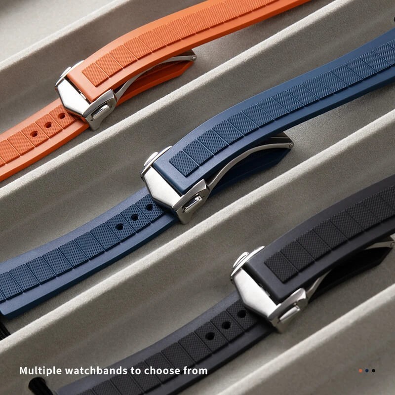 21mm FKM Rubber Strap Watch Band Fits Omega Seamaster Planet Ocean 600M 42mm