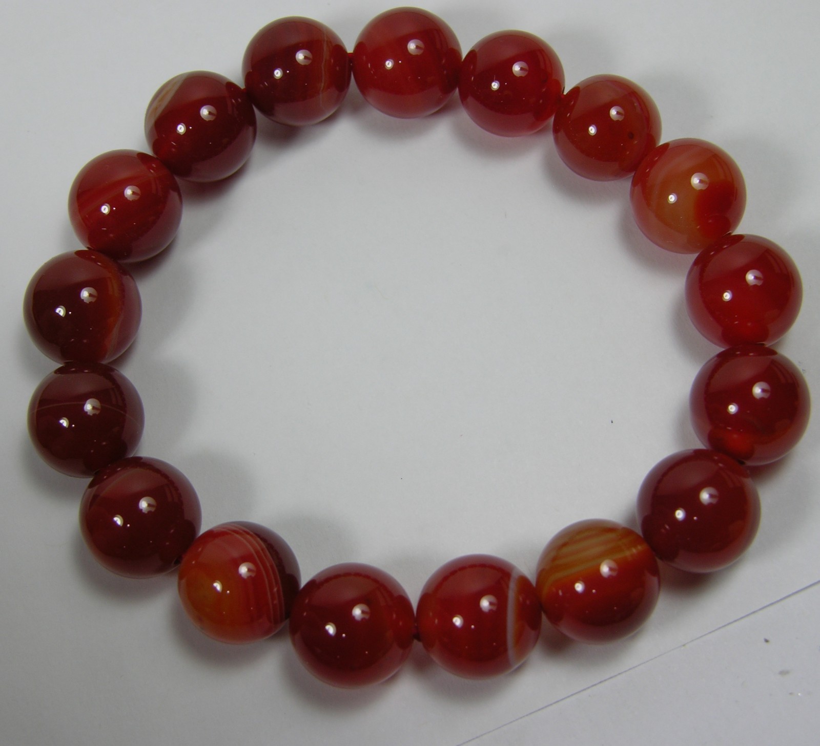 #6 Brazil Natural 12mm bead Carnelian stretch Bracelet 7.5 inches