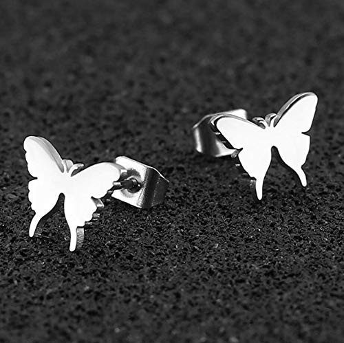 Silver Stainless Steel Butterfly Stud Earrings for 0.4X0.31″ (10*8mm),