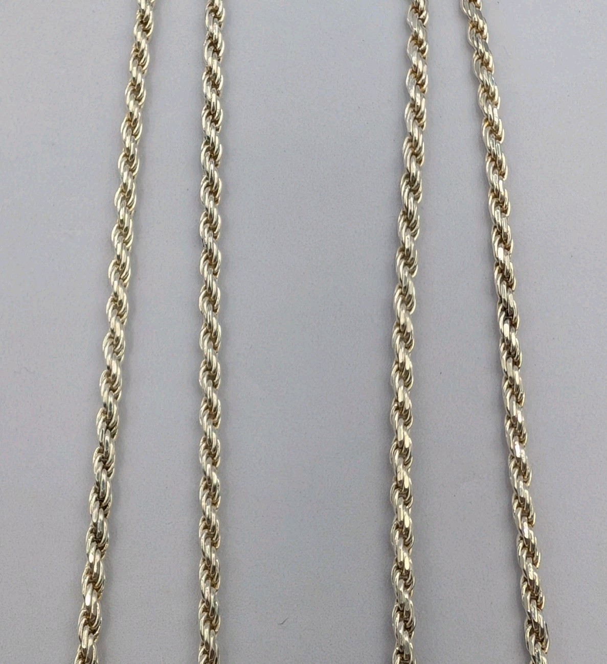Vtg Italian 925 Sterling Silver Solid Rope Chain Necklace 30″ 2.2mm 14.7g Unisex