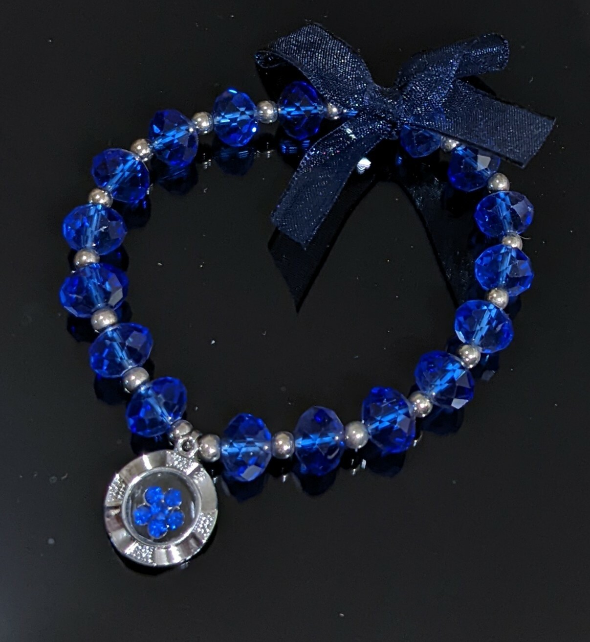 Birthstone Bracelet Blue Bracelet for Women Beaded Stretch September