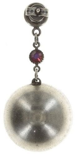 Earring Stud Dangling Orchid Hybrid Brown / Orange crystal volcano medium Silver