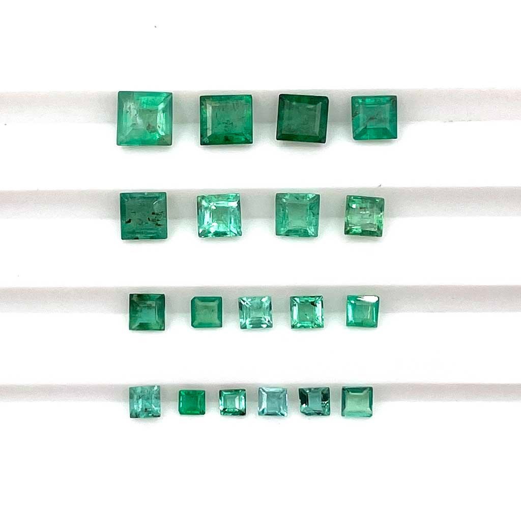 Natural Emerald Square Cut Loose Gemstone Lot 10-13 Pcs 2.50-5 MM 3 CT