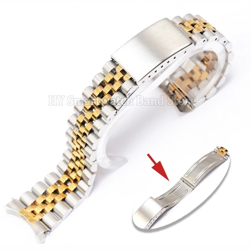 13 – 20mm Stainless Steel Curved End Jubilee Watch Band Bracelet Fits for Rlx