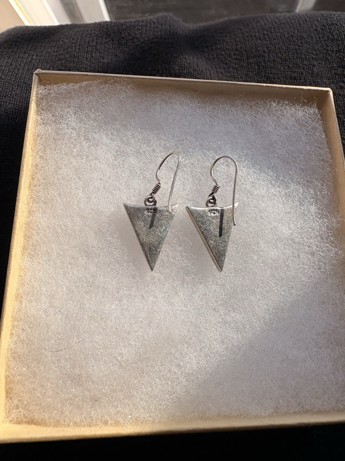 Sterling Silver 925 Abalone Triangle Dangle Earrings 3/4 Inch 3/4 Drop