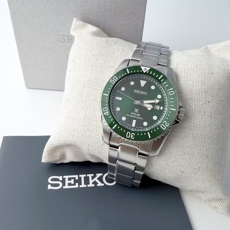 Seiko Prospex Sea Solar Power Men Green Dial Stainless Steel SNE583 Watch 38.5mm
