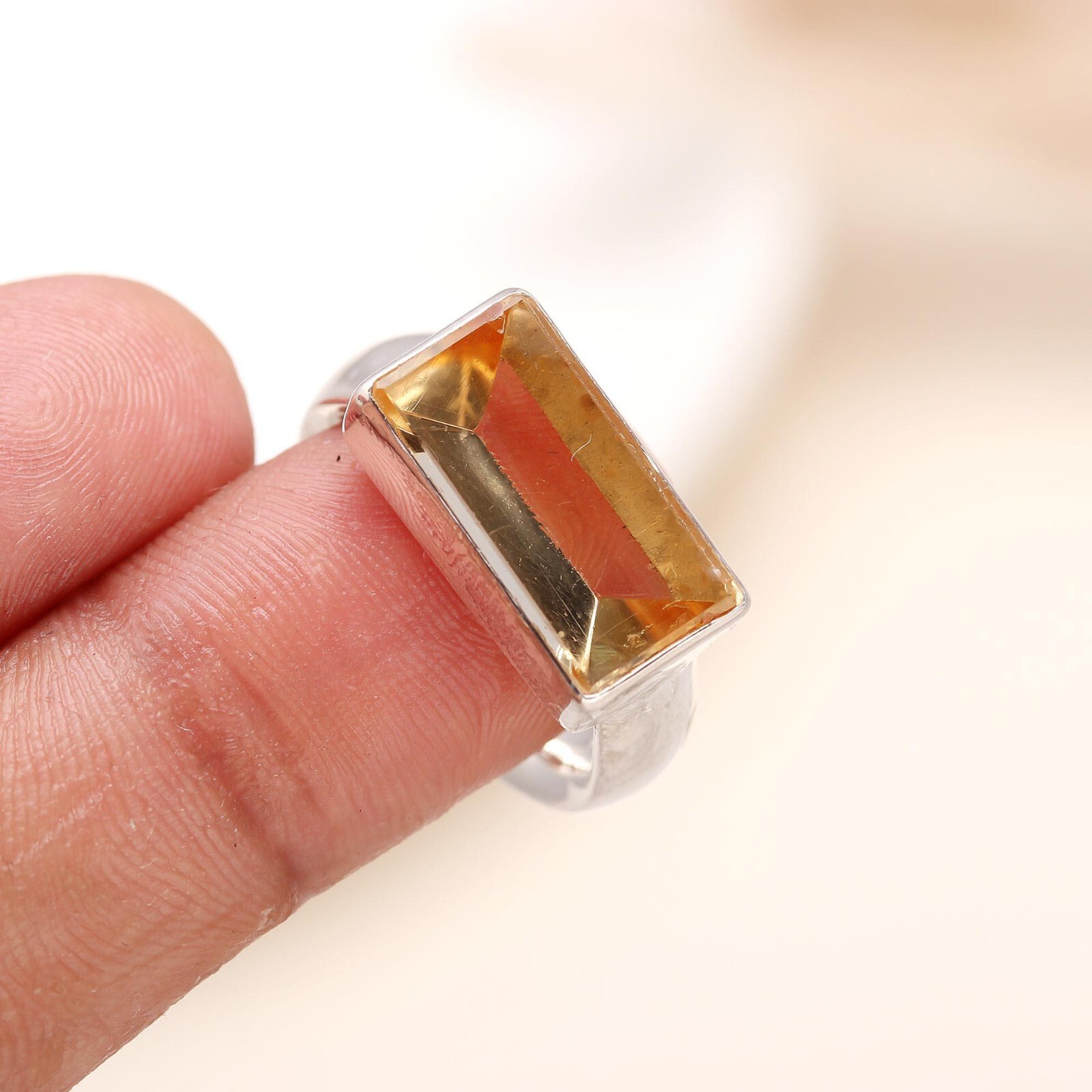 Natural Citrine Unique November Birth Statement Ring Jewelry 925 Sterling Silver
