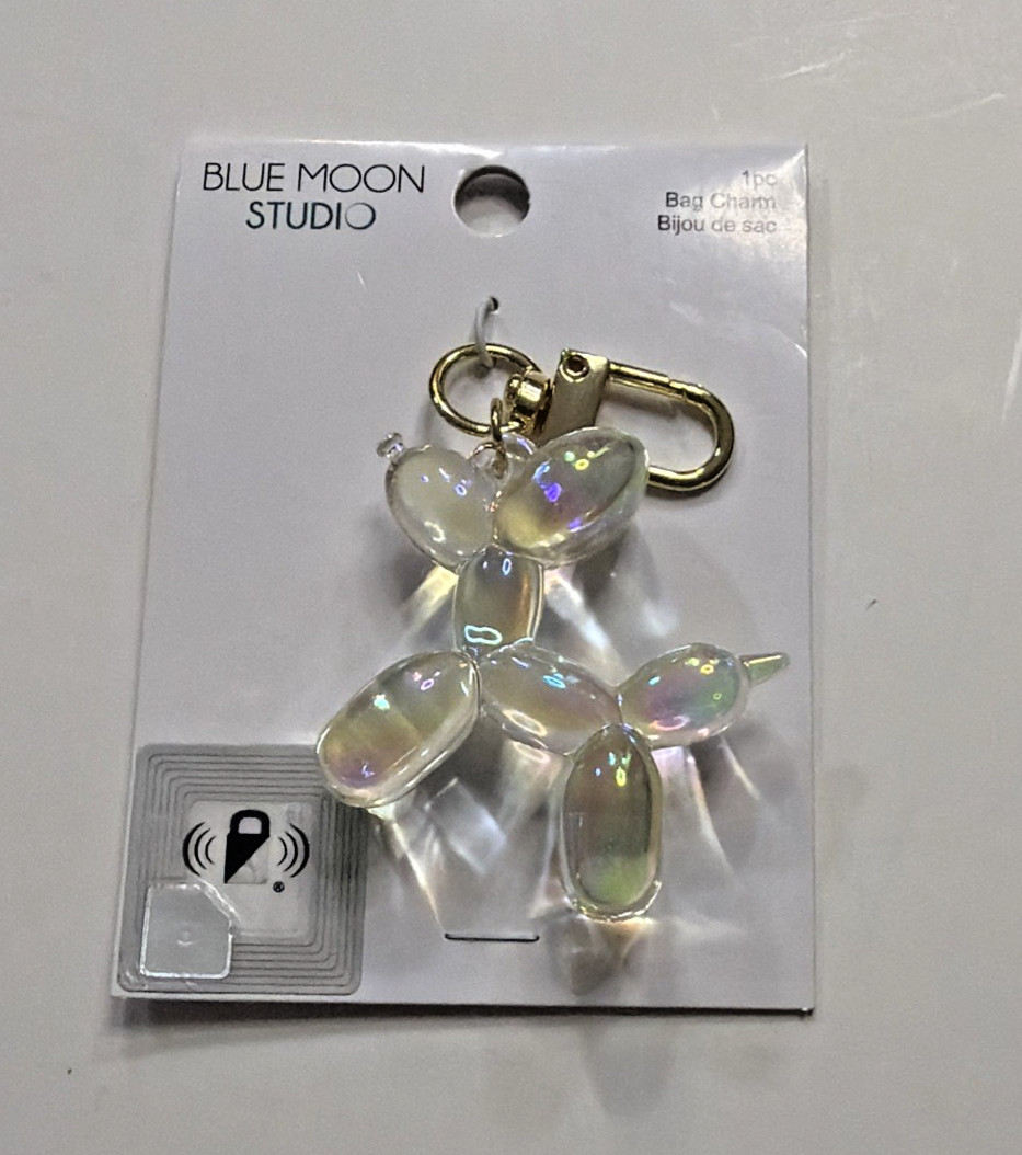 Blue Moon Studio Clear Air Balloon Dog Bag Charm iridescent shine