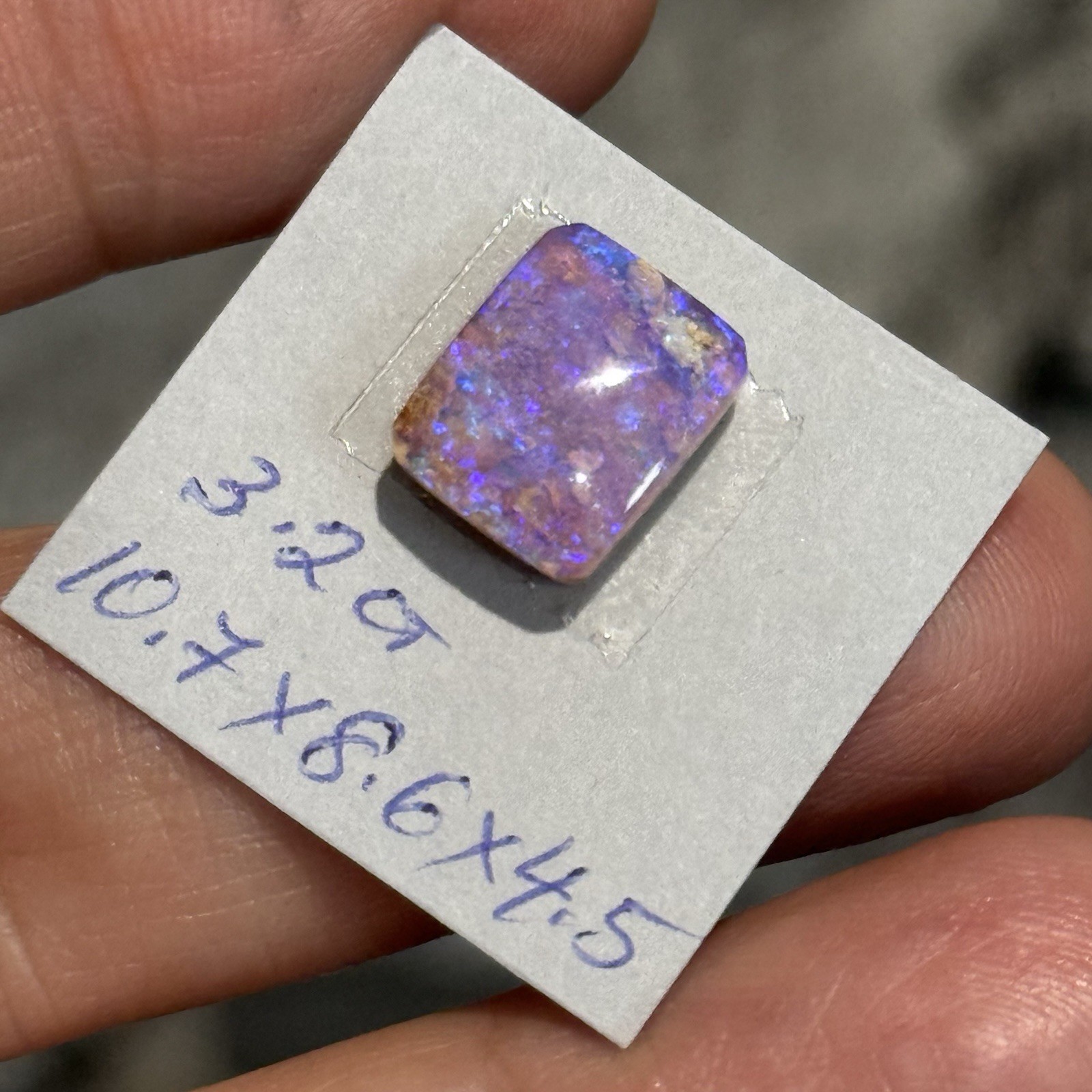 3.2ct 10.7×8.6×4.5mm Australian Boulder Purple Crystal Pipe Opal Cabochon Gem