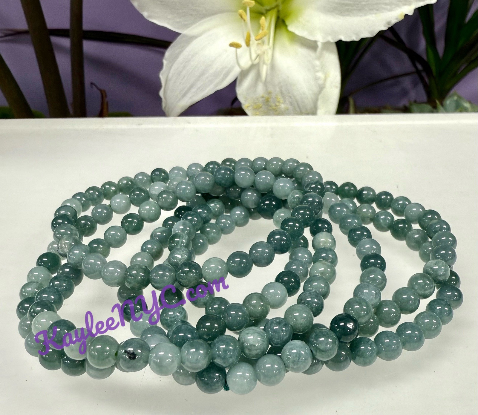 Wholesale Lot 6 Pcs Jade 5.5mm 7.5” Crystal Healing Stretch Bracelet