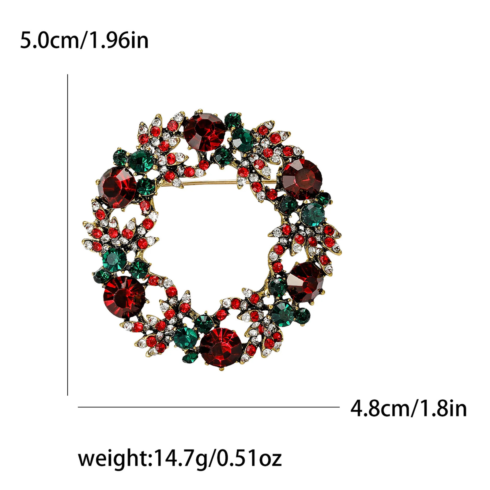 Rhinestone Brooch Wreath Floral Hollow Inlay Lapel Pin Clothing Jewelry